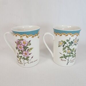 Kent Pottery Coffee/Tea Mug Set Of 2 Rosa Candolleana Elegans 12 Floz Floral